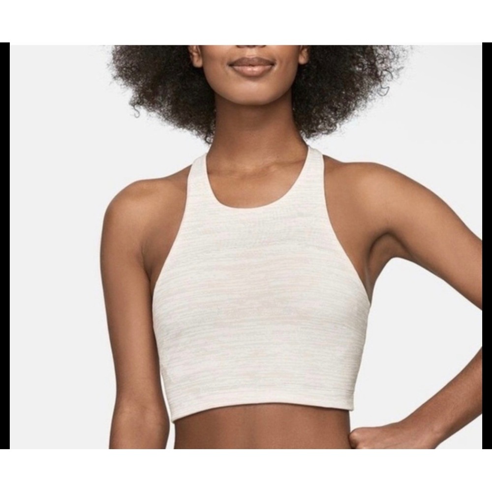 Outdoor Voices Space Dye High Neck Racerback Sports Bra Cream Tan XS